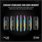 Corsair VENGEANCE RGB 32GB 2x16GB DDR5 6200MT/s CL36 UDIMM Memory Kit Black CMH32GX5M2E6200C36