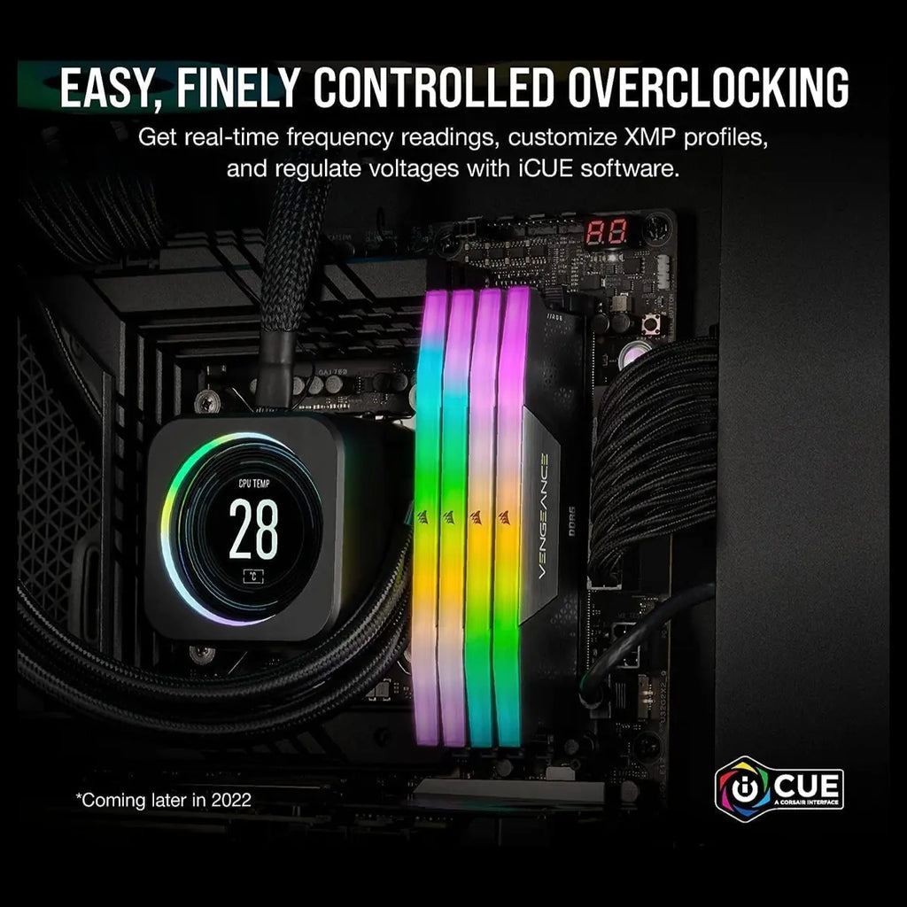 Corsair VENGEANCE RGB 32GB 2x16GB DDR5 6200MT/s CL36 UDIMM Memory Kit Black CMH32GX5M2E6200C36