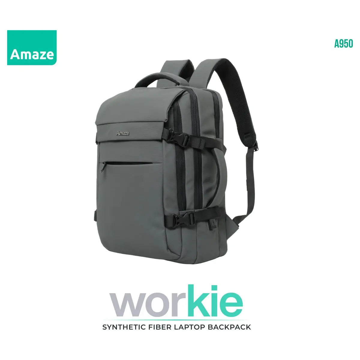 Amaze Workie Backpack, Fits Up To 15.6' Laptops, A950, Grey