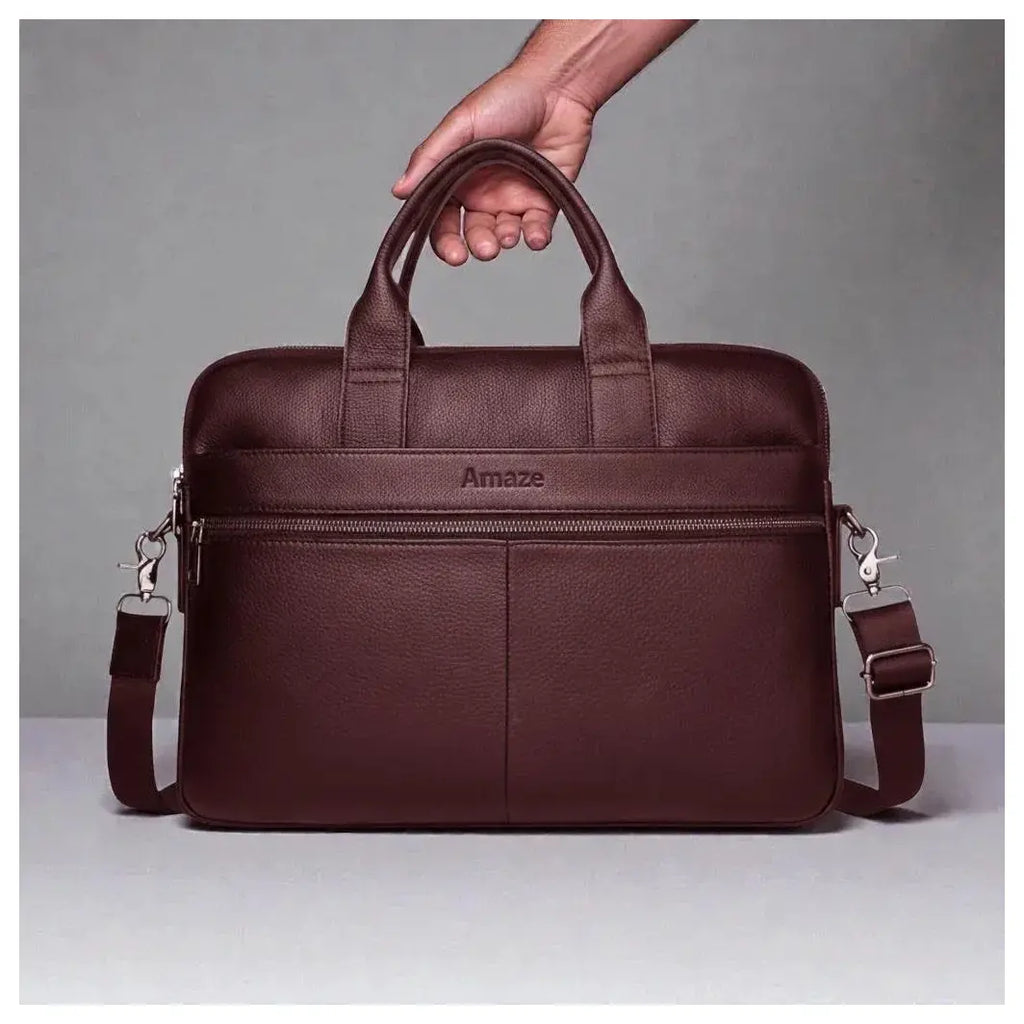Amaze Executive Original Leather Bag A925, Fits Up To 15.6', Brown