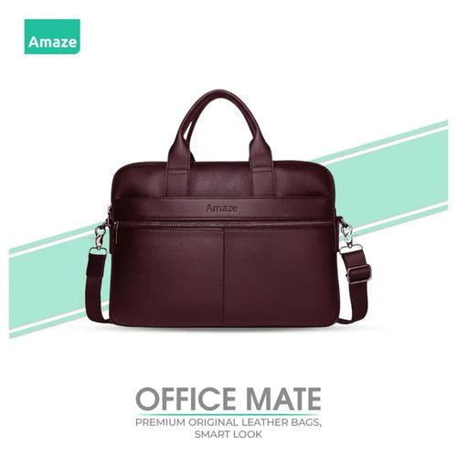 Amaze Executive Original Leather Bag A925, Fits Up To 15.6", Brown
