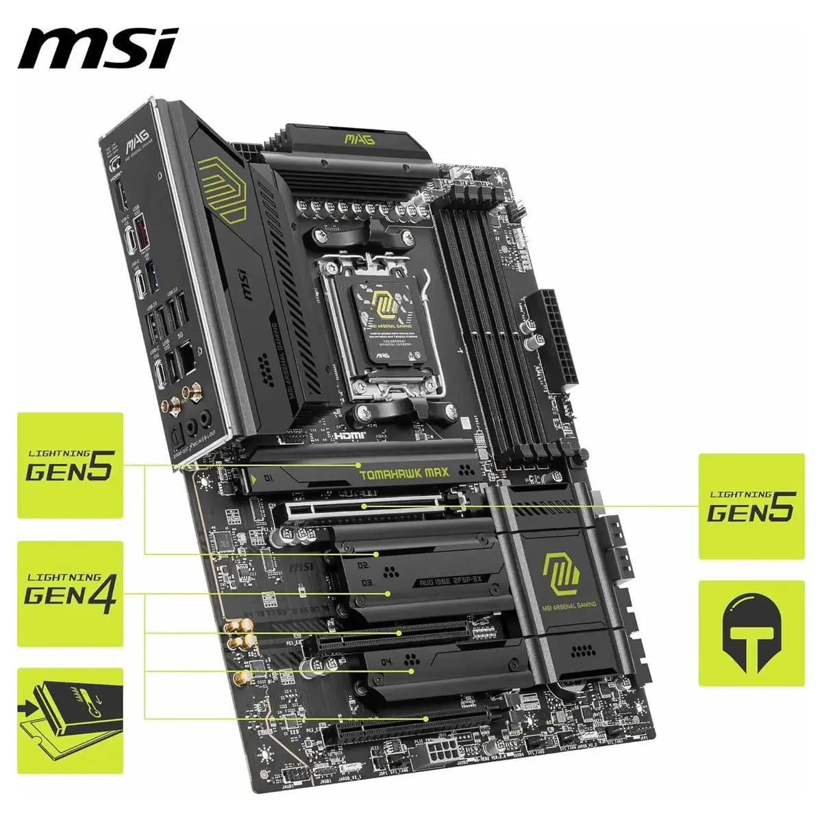 MSI MAG X870E Tomahawk WiFi Motherboard ATX, AM5, DDR5 8400+MT/s OC, PCIe 5.0 X16, M.2 Gen5, Wi-Fi 7, 5G LAN