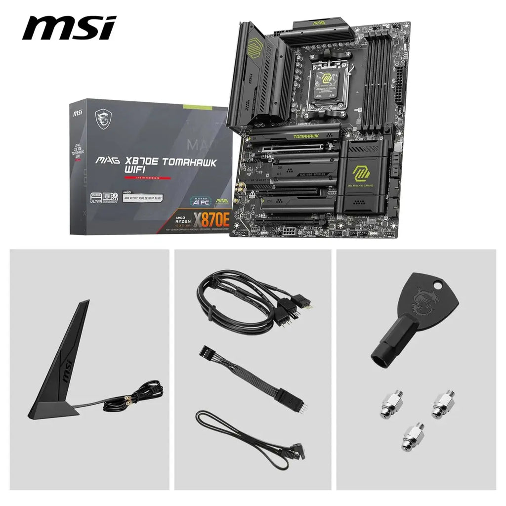 MSI MAG X870E Tomahawk WiFi Motherboard ATX, AM5, DDR5 8400+MT/s OC, PCIe 5.0 X16, M.2 Gen5, Wi-Fi 7, 5G LAN