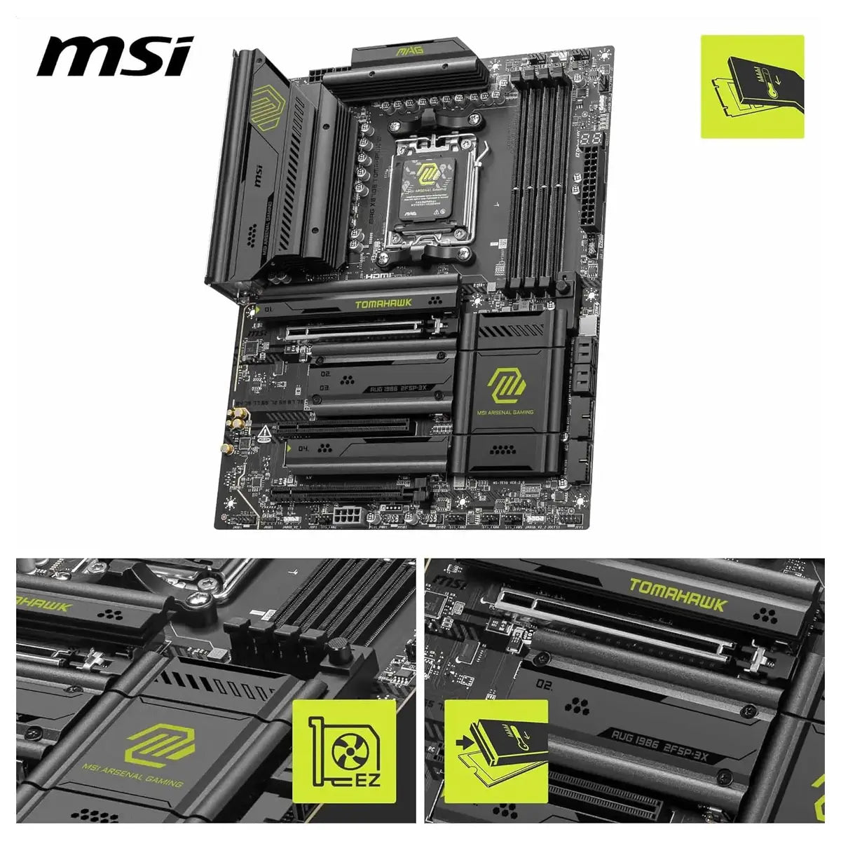 MSI MAG X870E Tomahawk WiFi Motherboard ATX, AM5, DDR5 8400+MT/s OC, PCIe 5.0 X16, M.2 Gen5, Wi-Fi 7, 5G LAN