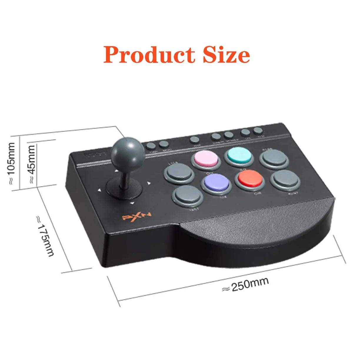 PXN 0082 Arcade Stick PC Street Fighter USB Arcade Stick, 8-Direction Joystick, 8 Buttons, Turbo and Macro, OTG Android Support