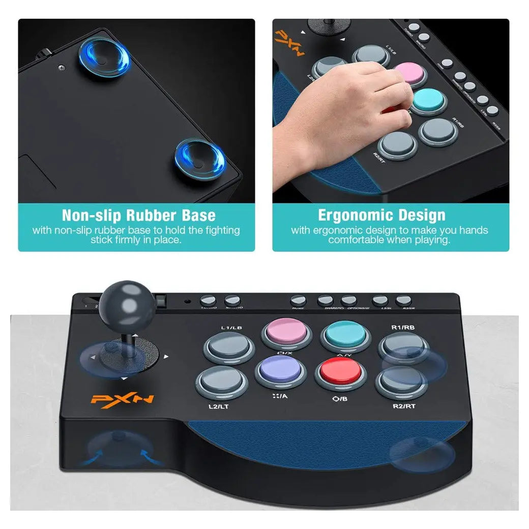 PXN 0082 Arcade Stick PC Street Fighter USB Arcade Stick, 8-Direction Joystick, 8 Buttons, Turbo and Macro, OTG Android Support