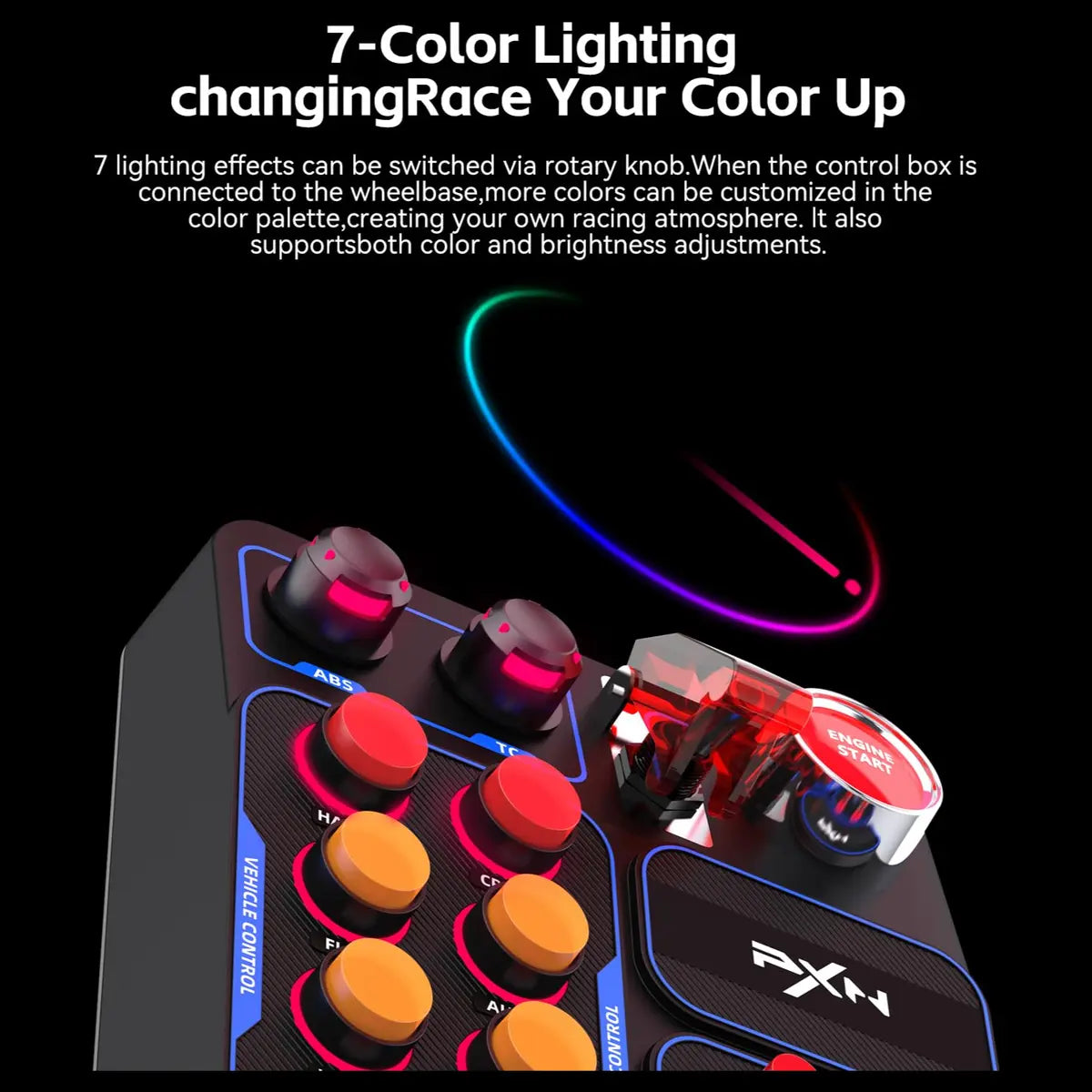 PXN CB1 Control Button Box Simulation Controller, 30 Programmable Buttons, RGB Lighting, USB Type-C, PC