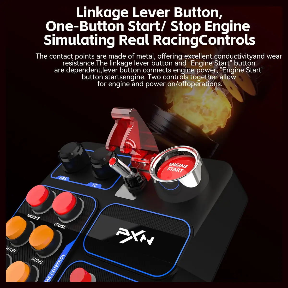 PXN CB1 Control Button Box Simulation Controller, 30 Programmable Buttons, RGB Lighting, USB Type-C, PC