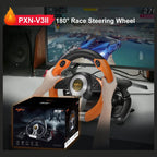 PXN V3 Pro Gaming Racing Steering Wheel Gaming Steering Wheel, Multi-Platform Compatibility, 180-Degree Steering, Dual Vibration, Orange