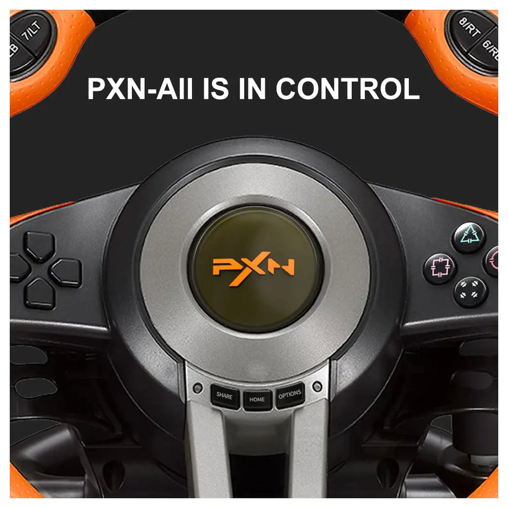 PXN V3 Pro Gaming Racing Steering Wheel Gaming Steering Wheel, Multi-Platform Compatibility, 180-Degree Steering, Dual Vibration, Orange