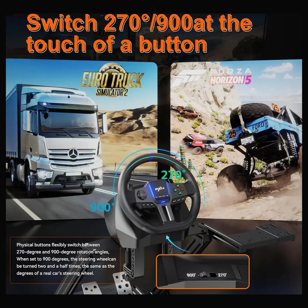 PXN V900 Gen2 PC Racing Wheel, Universal USB, 270 and 900 Degree, with Pedals