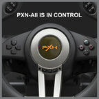 PXN V3 Pro Gaming Racing Steering Wheel, 180-Degree Steering, Dual Vibration Motors, Linear Pedals, Black
