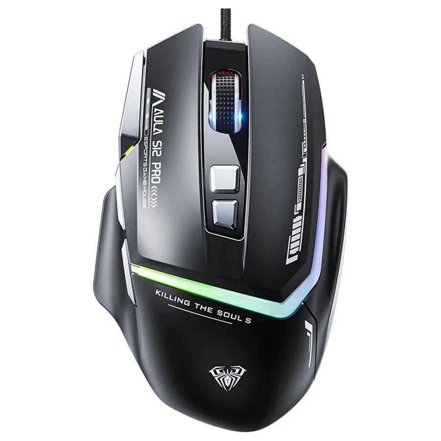 Aula Mountain S12Pro Wired Optical Gamer Mouse, 2800 DPI, RGB Backlight Effect