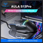 Aula Mountain S12Pro Wired Optical Gamer Mouse, 2800 DPI, RGB Backlight Effect