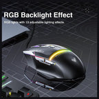 Aula Mountain S12Pro Wired Optical Gamer Mouse, 2800 DPI, RGB Backlight Effect