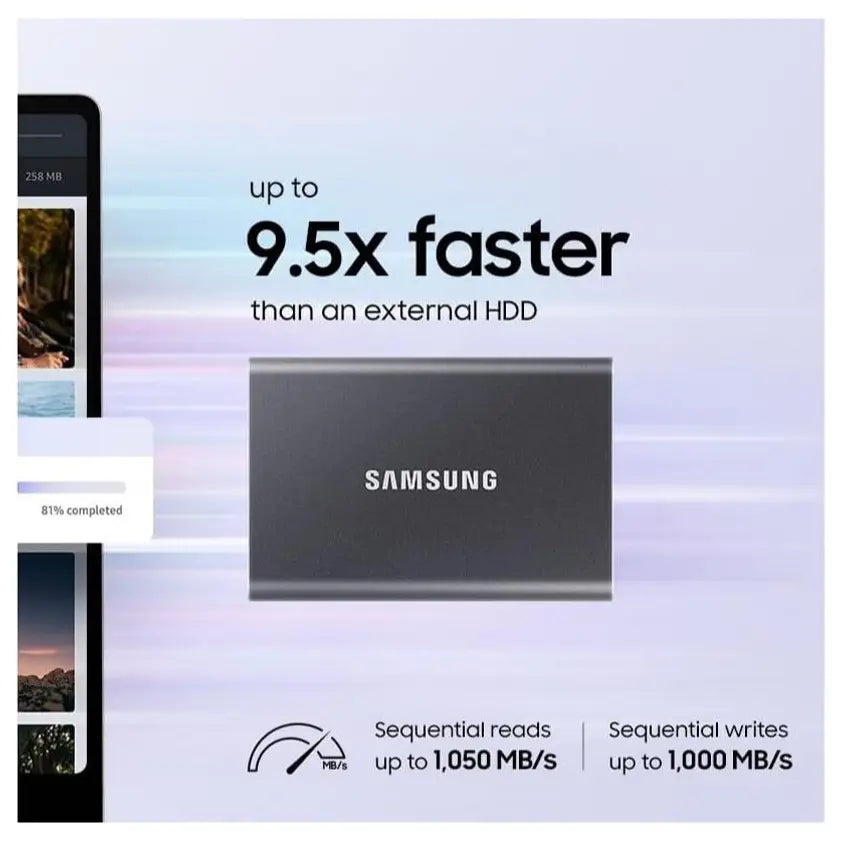 Samsung Portable SSD T7 4TB USB 3.2 Gen.2 1,050MB/s Read Grey MU-PC4T0T