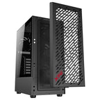 XPG Valor AIR Mid Tower Chassis, 4 Vento 120 Fans, Mini-ITX Micro-ATX ATX, 3mm Tempered Glass, 7 PCIe Slots, Black, VALORAIRMT-BKCWW