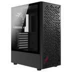 XPG Valor AIR Mid Tower Chassis, 4 Vento 120 Fans, Mini-ITX Micro-ATX ATX, 3mm Tempered Glass, 7 PCIe Slots, Black, VALORAIRMT-BKCWW