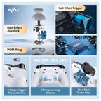 PXN P5 PC Gaming Controller, 2.4G Wireless, Hall Effect Joystick, Hall Triggers, 1000Hz, 3-Mode 2.4G BT SW, White