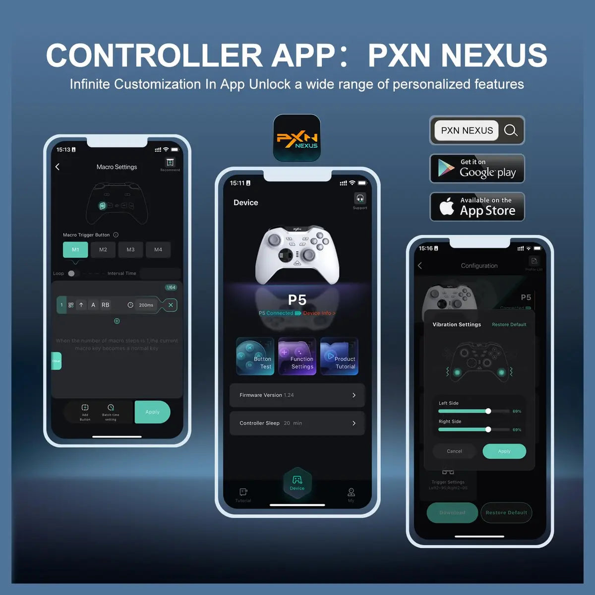 PXN P5 PC Gaming Controller, 2.4G Wireless, Hall Effect Joystick, Hall Triggers, 1000Hz, 3-Mode 2.4G BT SW, White