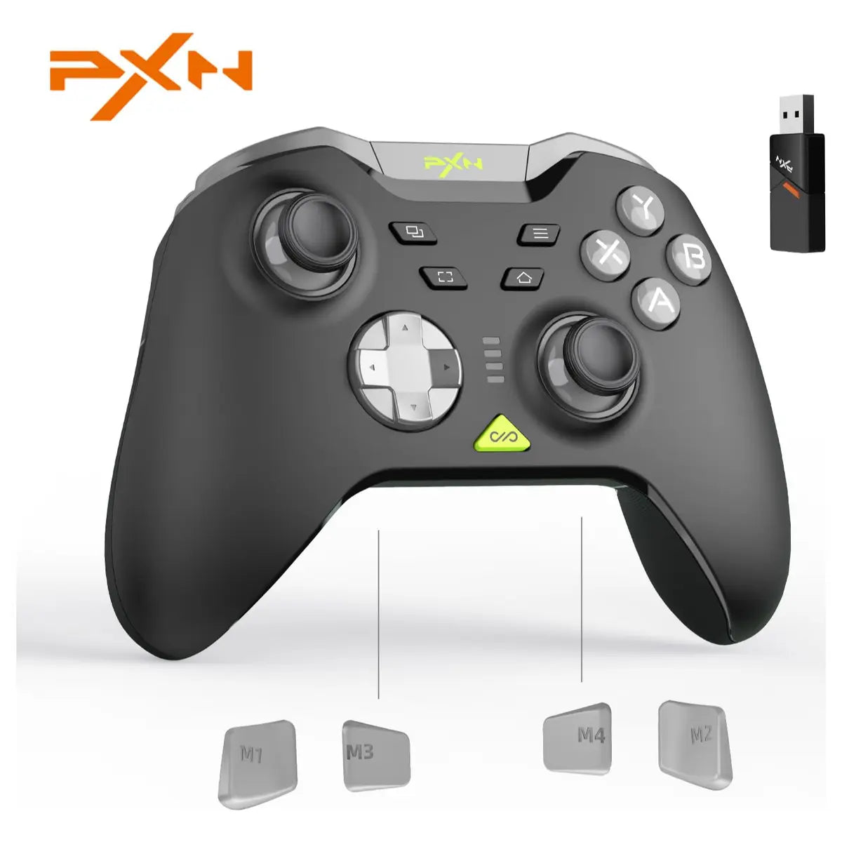 PXN P5 Gaming Controller, 2.4G Wireless, Hall Effect Joystick, Hall Triggers, 1000Hz Polling Rate, Tri-Mode 2.4G BT SW, Black