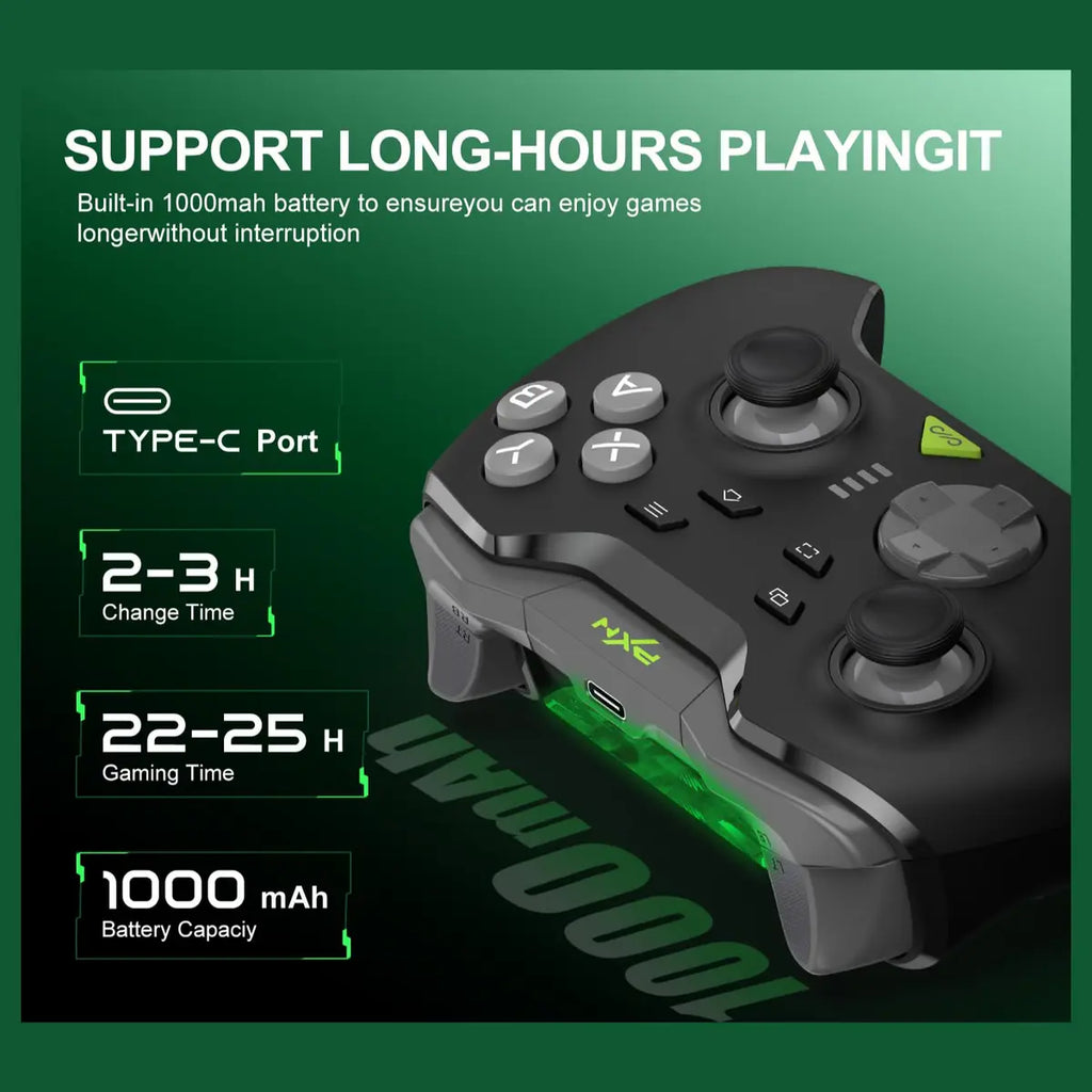 PXN P5 Gaming Controller, 2.4G Wireless, Hall Effect Joystick, Hall Triggers, 1000Hz Polling Rate, Tri-Mode 2.4G BT SW, Black