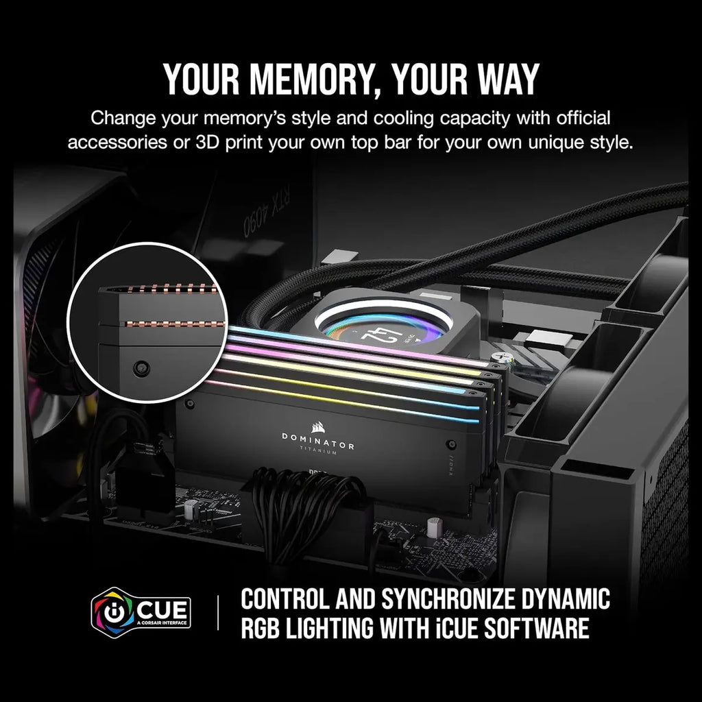 CORSAIR Dominator Titanium RGB DDR5 RAM 96GB 2x48GB DDR5 6600MHz CL32 Intel XMP iCUE Compatible Computer Memory Black CMP96GX5M2B6600C32