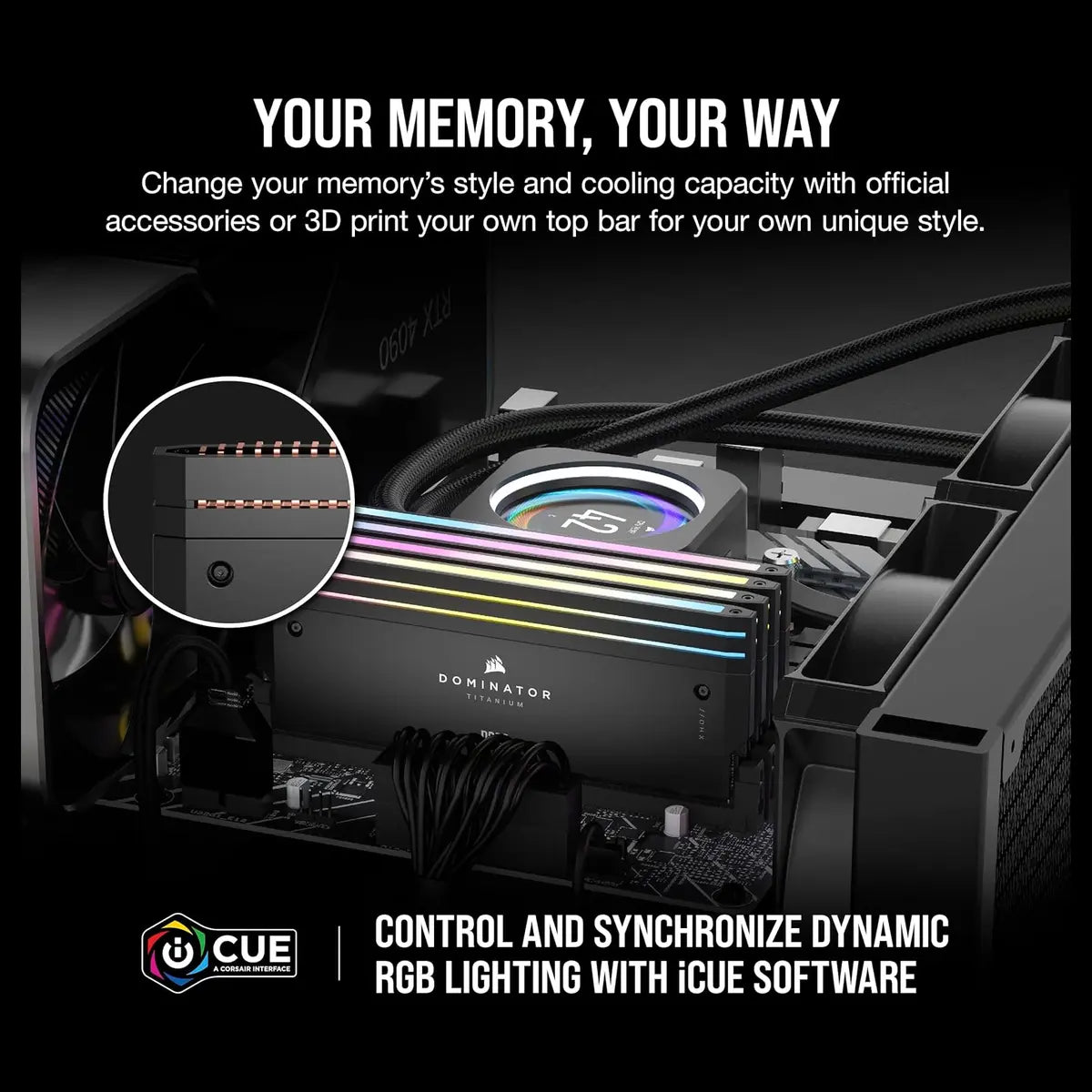 CORSAIR Dominator Titanium RGB DDR5 RAM 96GB 2x48GB DDR5 6600MHz CL32 Intel XMP iCUE Compatible Computer Memory Black CMP96GX5M2B6600C32