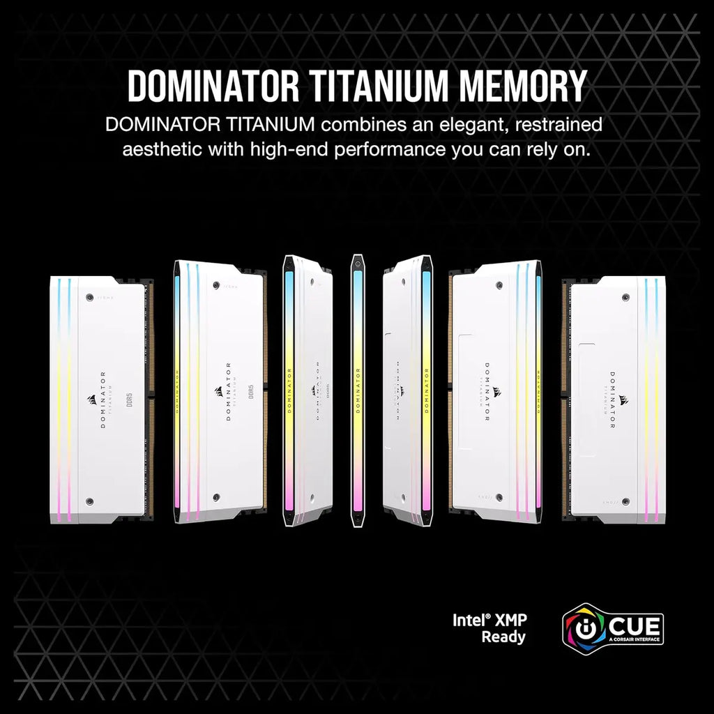 Corsair Dominator Titanium RGB DDR5 RAM 96GB 2x48GB 6600MHz CL32 Intel XMP iCUE Compatible White CMP96GX5M2B6600C32W