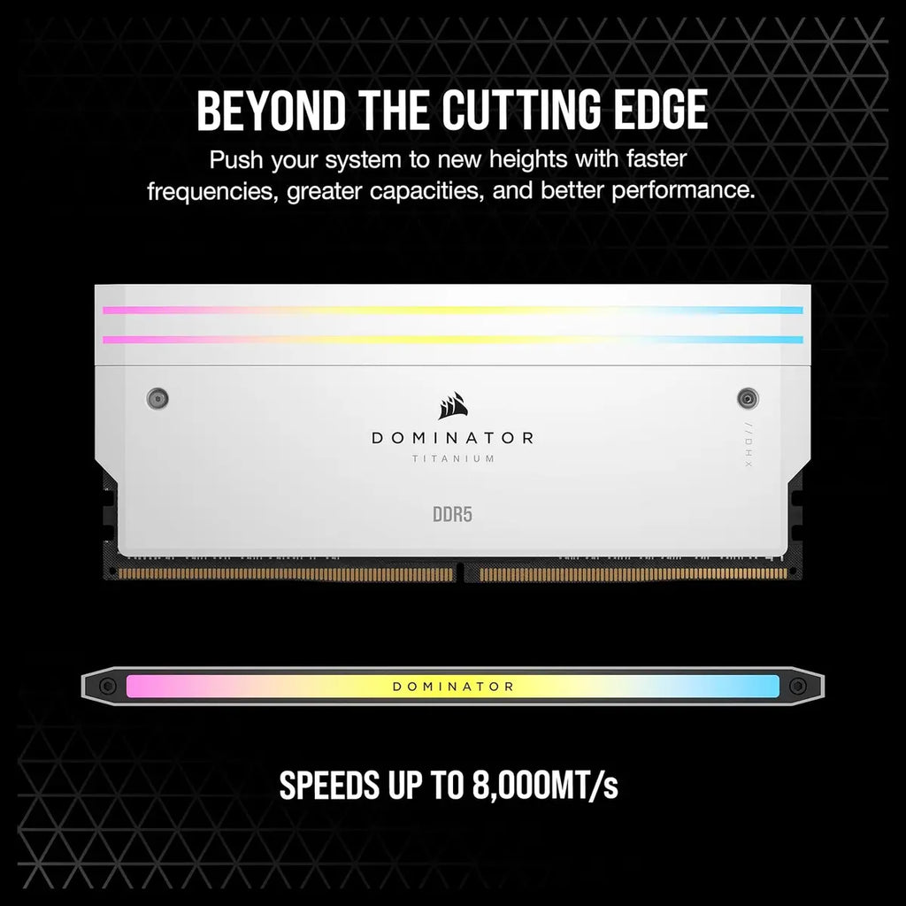 Corsair Dominator Titanium RGB DDR5 RAM 96GB 2x48GB 6600MHz CL32 Intel XMP iCUE Compatible White CMP96GX5M2B6600C32W