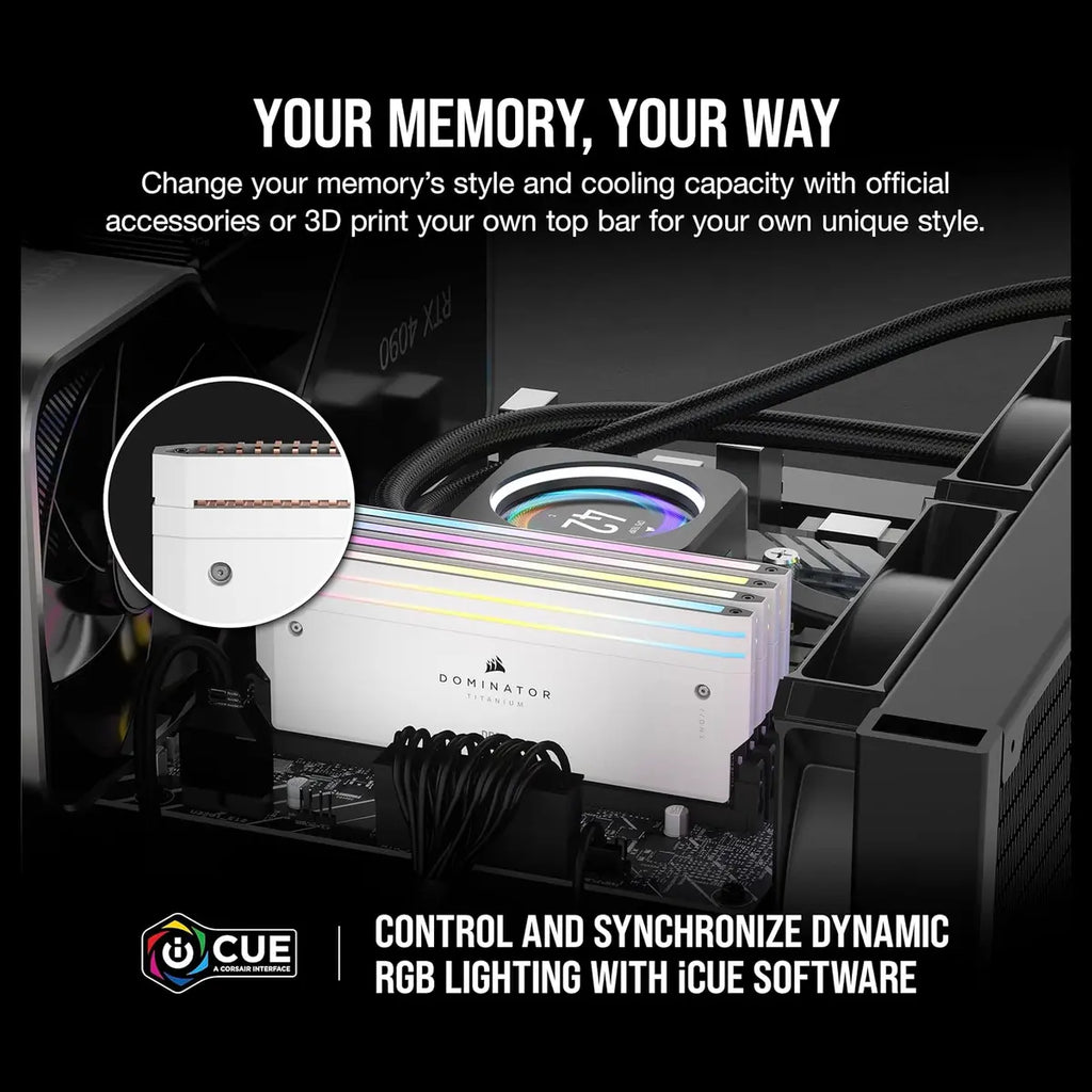 Corsair Dominator Titanium RGB DDR5 RAM 96GB 2x48GB 6600MHz CL32 Intel XMP iCUE Compatible White CMP96GX5M2B6600C32W