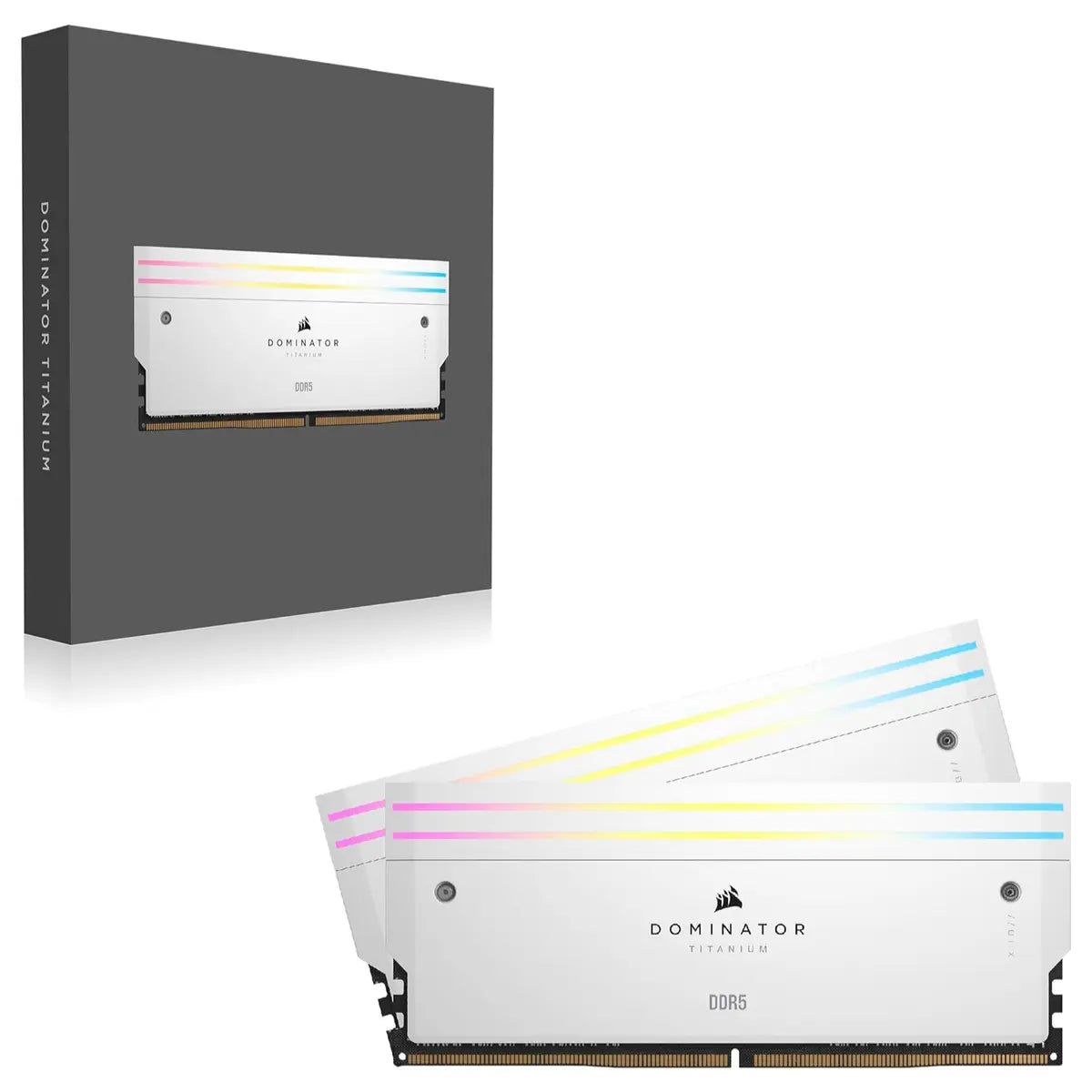 Corsair Dominator Titanium RGB DDR5 RAM 96GB 2x48GB 6600MHz CL32 Intel XMP iCUE Compatible White CMP96GX5M2B6600C32W