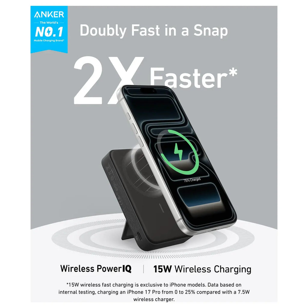 Anker MagGo Power Bank 10K 15W Qi2 Magnetic Charging with Smart Display A1654H11