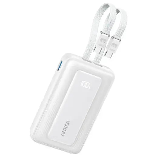 Anker ZOLO Powerbank 10000mAh 35W Built-In Dual USB-C Cable White A1680H22