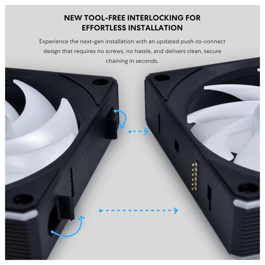 Lian Li UNI Fan CL Wireless 120 ARGB 120mm PWM Fans Triple Pack 2.4GHz Wireless Signal Dual Light Zones Black 12CL1W3B