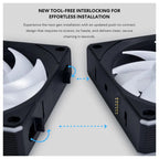 Lian Li UNI Fan CL Wireless 120 ARGB 120mm PWM Fans Triple Pack 2.4GHz Wireless Signal Dual Light Zones Black 12CL1W3B