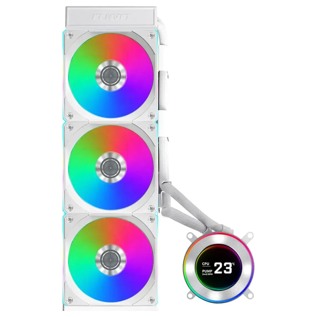 Lian Li Hydroshift II 360 CL RGB Liquid CPU Cooler 360mm AIO 2.1' IPS LCD 3X 120 RGB Fans White GHS2LCD36RW