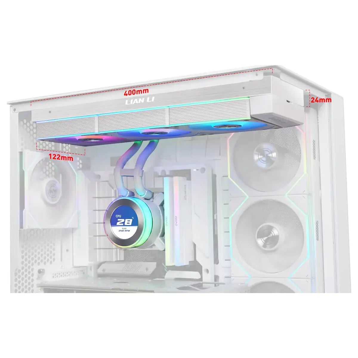Lian Li Hydroshift II 360 CL RGB Liquid CPU Cooler 360mm AIO 2.1' IPS LCD 3X 120 RGB Fans White GHS2LCD36RW