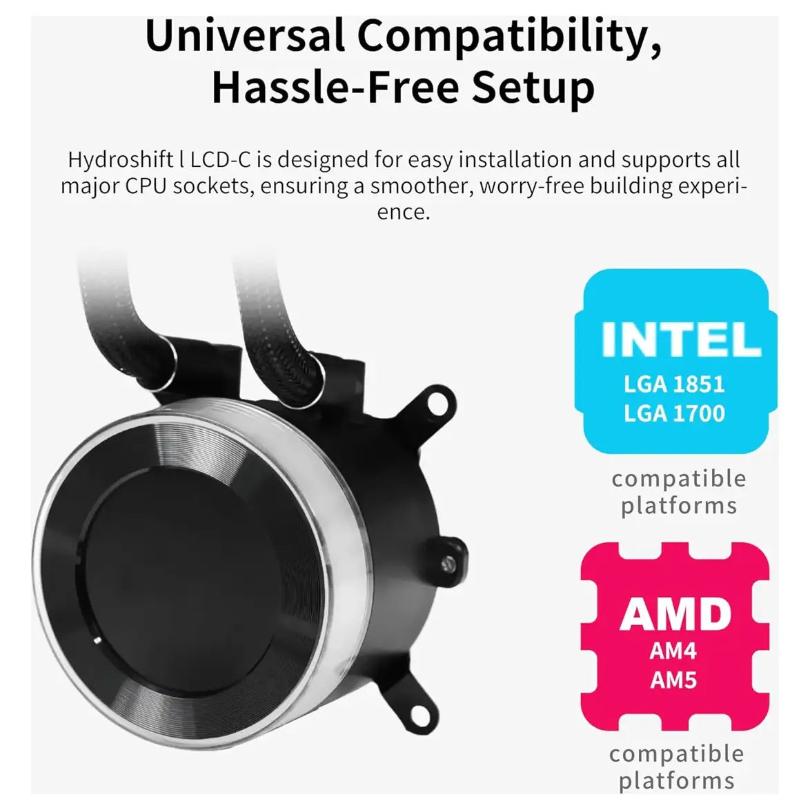 Lian Li Hydroshift II 360 CL RGB Liquid CPU Cooler 360mm AIO 2.1' IPS LCD 3X 120 RGB Fans White GHS2LCD36RW