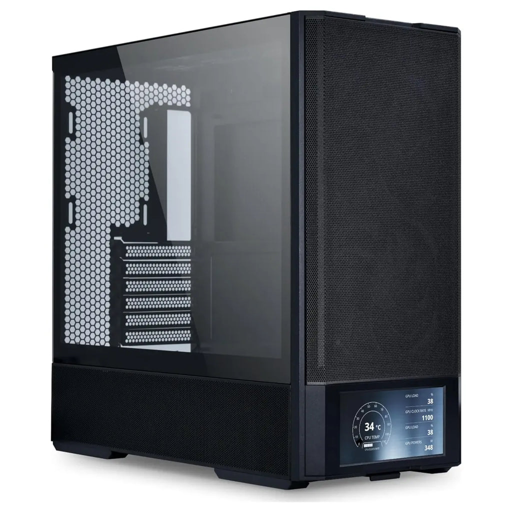 Lian Li LANCOOL 207 Digital Mid-Tower PC Case, Integrated 6' LCD Screen, ATX Compatibility, 4 Fans Pre-Installed, Black LAN207DX