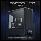 Lian Li LANCOOL 207 Digital Mid-Tower PC Case, Integrated 6' LCD Screen, ATX Compatibility, 4 Fans Pre-Installed, Black LAN207DX