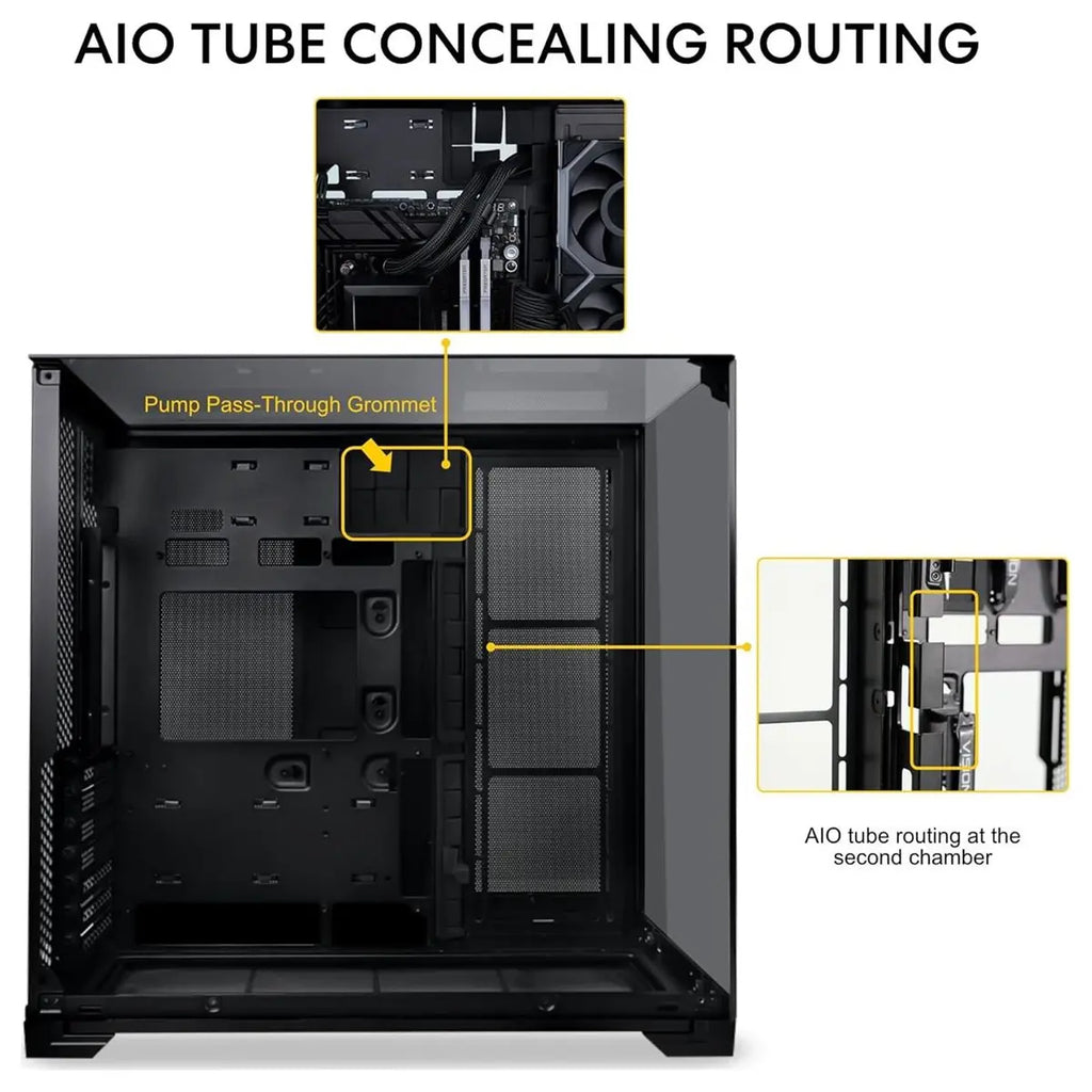 Lian Li O11 Vision Compact Mid Tower Computer Case, Back Connect Support, O11VPX, Black Steel Tempered Glass