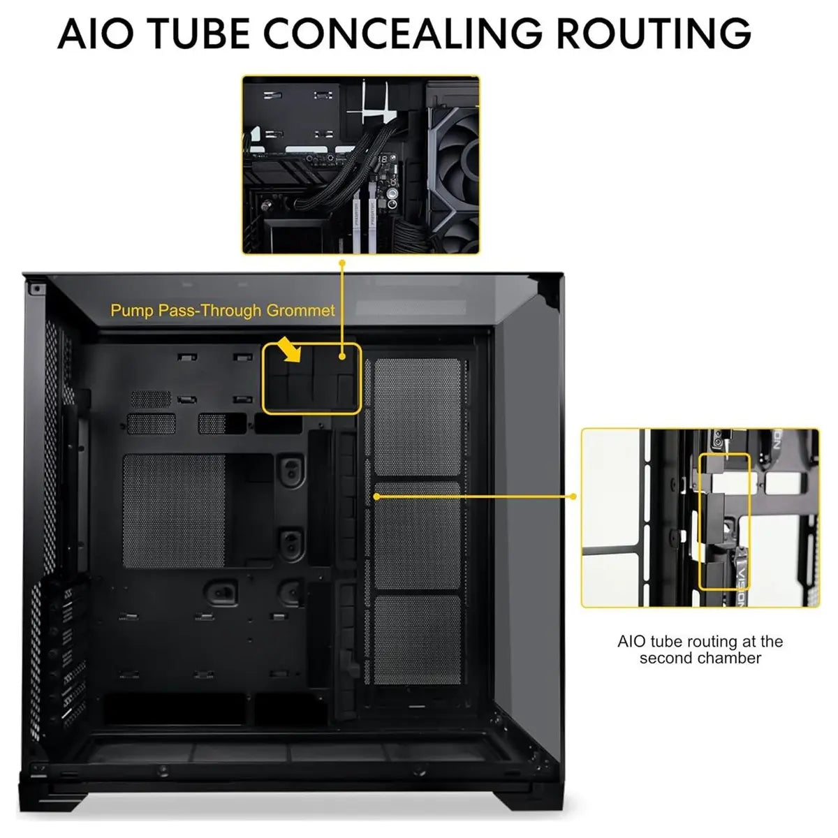 Lian Li O11 Vision Compact Mid Tower Computer Case, Back Connect Support, O11VPX, Black Steel Tempered Glass