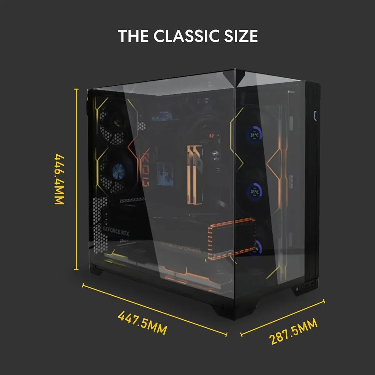 Lian Li O11 Vision Compact Mid Tower Computer Case, Back Connect Support, O11VPX, Black Steel Tempered Glass
