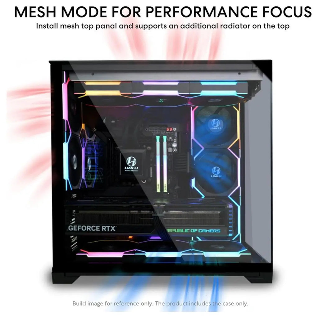 Lian Li O11 Vision Compact Mid Tower Computer Case, Back Connect Support, O11VPX, Black Steel Tempered Glass