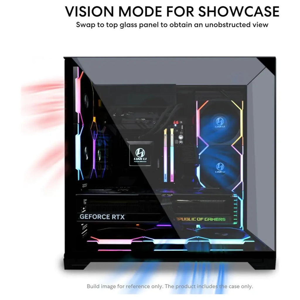 Lian Li O11 Vision Compact Mid Tower Computer Case, Back Connect Support, O11VPX, Black Steel Tempered Glass
