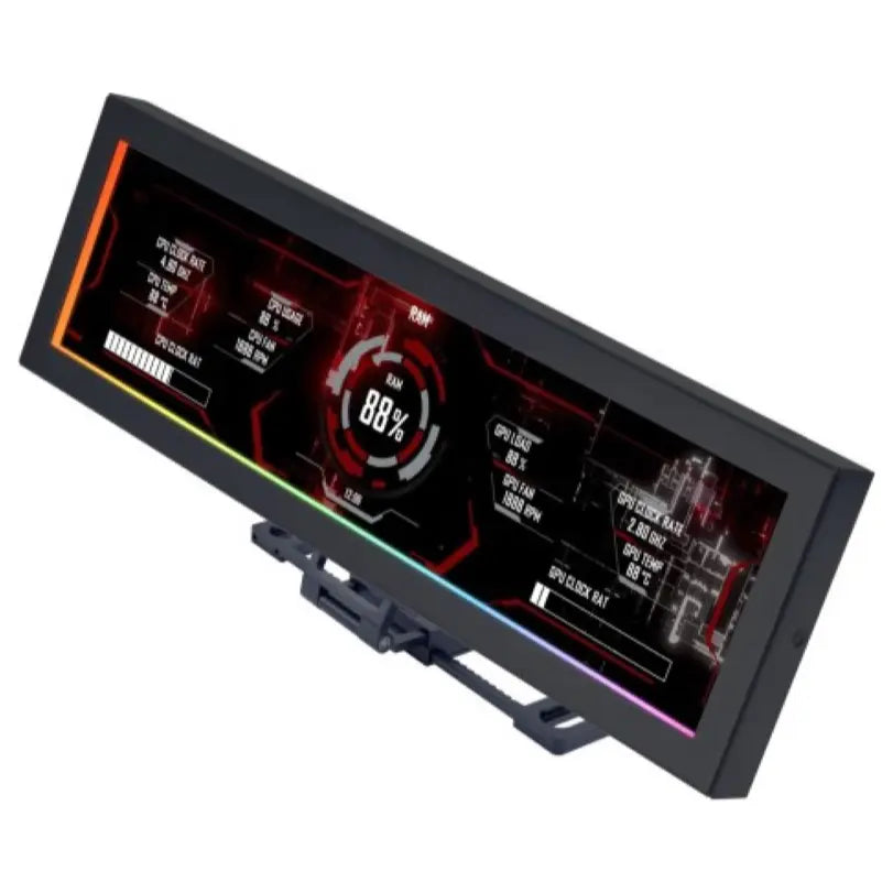 Lian Li 8.8" Universal IPS Screen With Modular Freestanding Mount Case Bracket 1920x480 60Hz 500 Nits USB Plug and Play Metal Black
