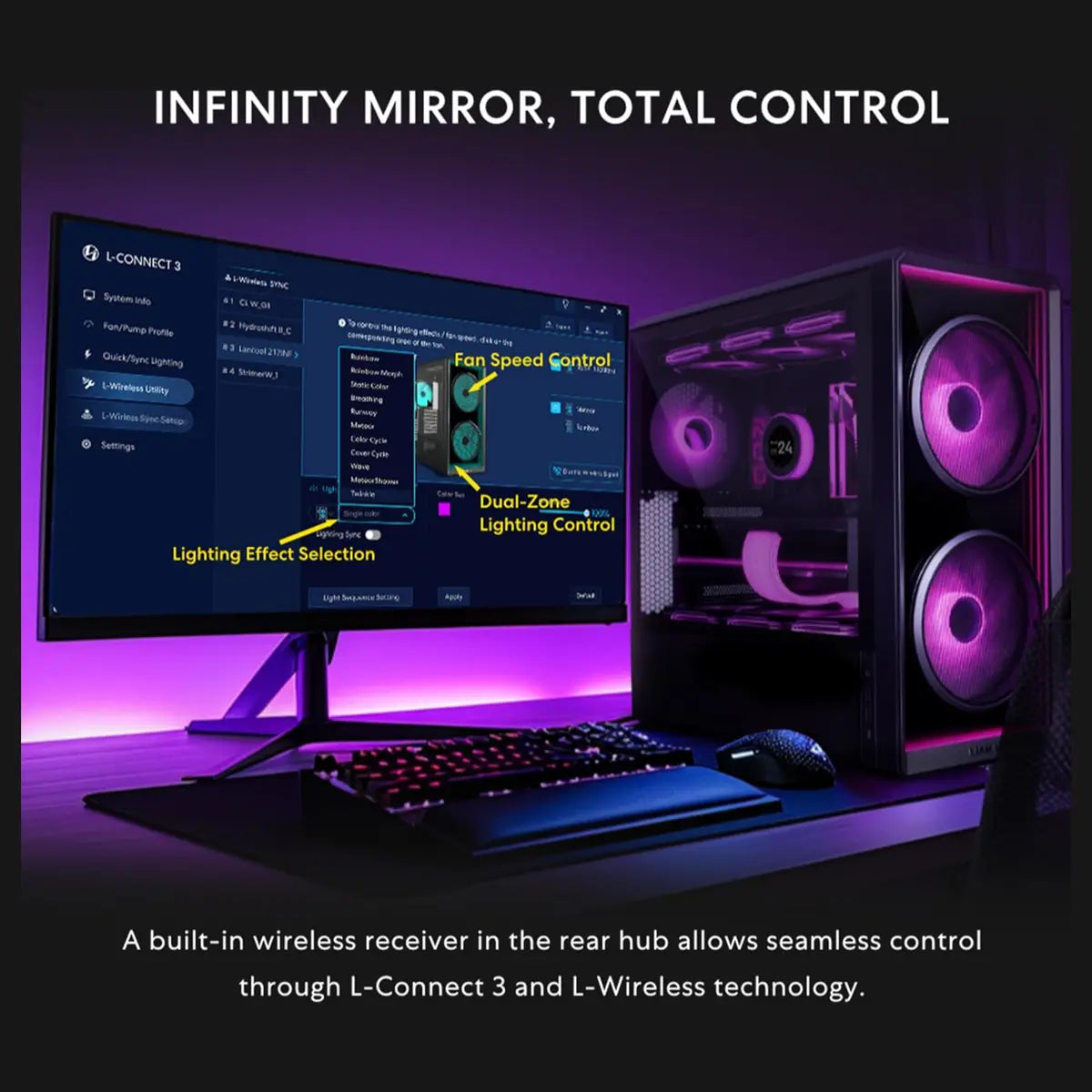 Lian Li LANCOOL 217 INF Mid Tower PC Gaming Case, Tempered Glass, Dual 170mm Front Fans Plus 140mm Rear Fan, Black