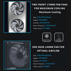 Lian Li LANCOOL 217 INF Mid Tower PC Gaming Case, Tempered Glass, Dual 170mm Front Fans Plus 140mm Rear Fan, Black