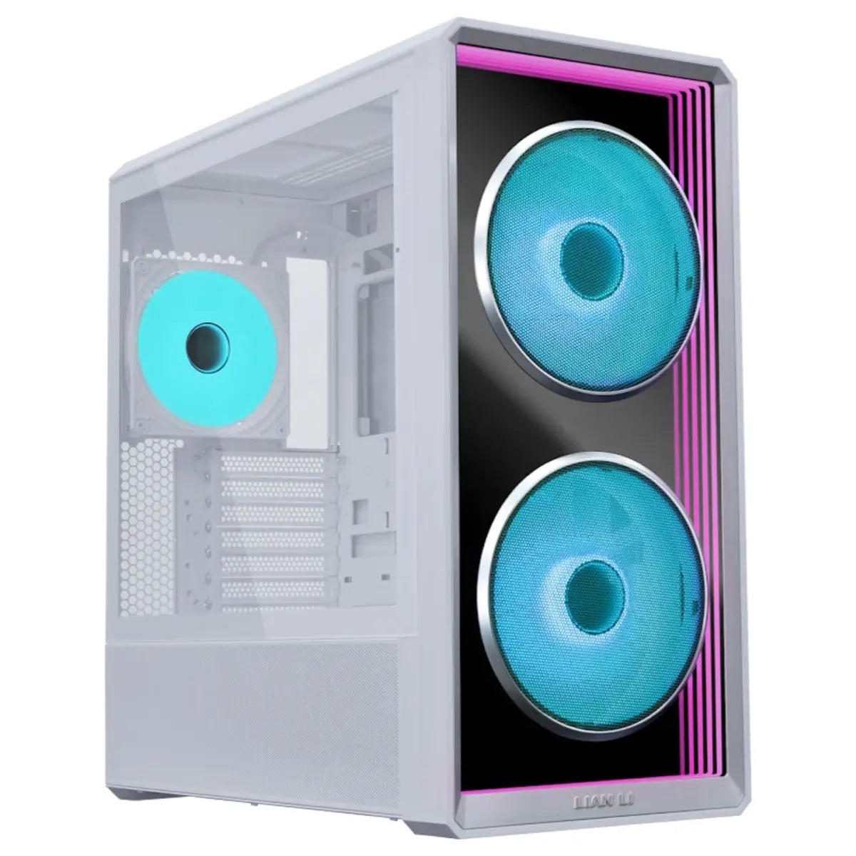Lian Li LANCOOL 217 INF Infinity Mirror Computer Case Mid-Tower PC Gaming Case, Tempered Glass, White